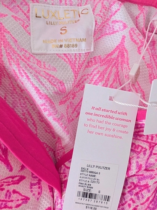 Lilly Pulitzer Other - Lilly Pulitzer Alister Polo UPF 50+ Pink Bliss Shady Babe Size Small NWT